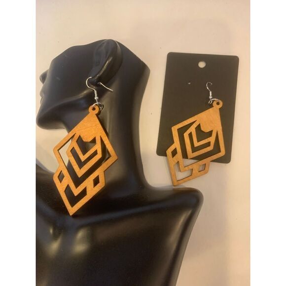 Wooden Fashion Earrings  - Picture 2 of 3